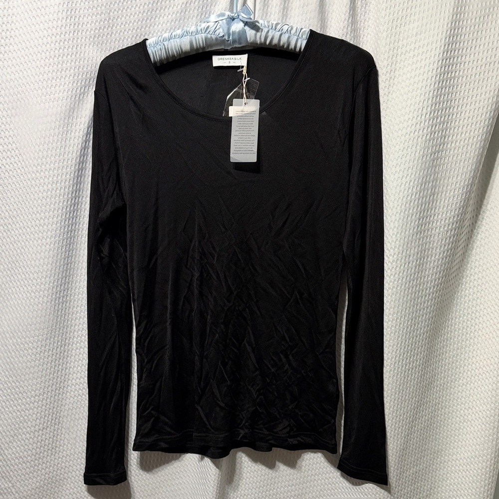 Grenasa Silk Elegant Black Long Sleeve Silk